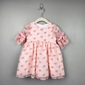 LAURA‎ ASHLEY LONDON Fancy Floral Toddler Dress Pink Baby Girls Size 18 Months